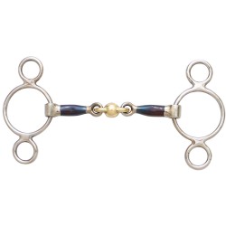 Blue Alloy Dutch Gag Training Snaffle w/Three Rings