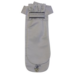 Huntington Stock Tie w/Crystals - White w/Navy Binding