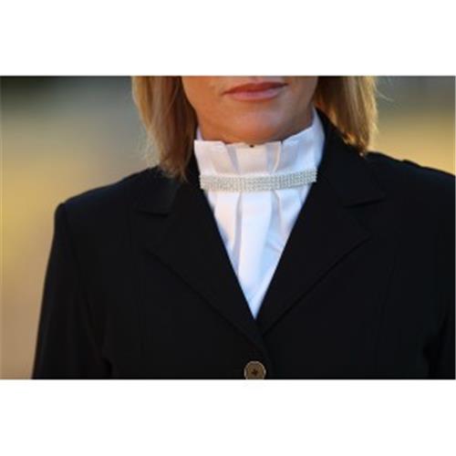 Stock Tie Four Row Crystals White