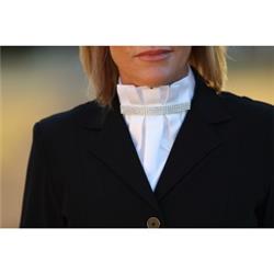 Stock Tie Four Row Crystals White