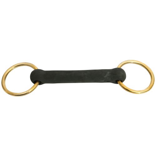 Loose Brass Ring Snaffle Bit w/Flexible Rubber Mullen Mouth