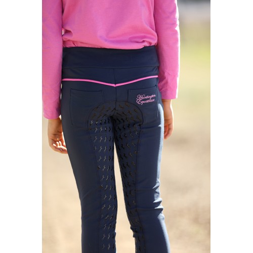 Huntington Girls Pull-On w/ Gel Stretch Breeches - Navy/Pink