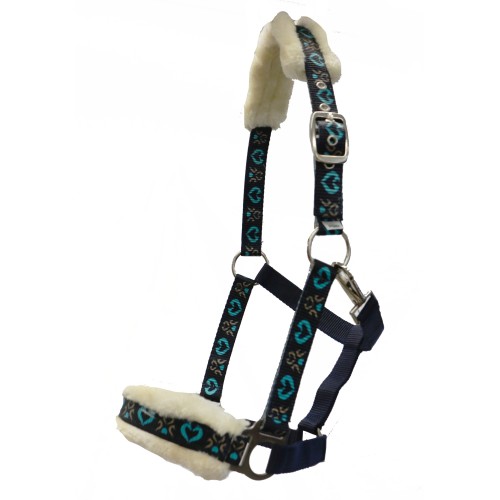 Rancher Fleece Halter Hearts and Horses