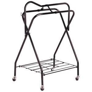 Portable Saddle Stand Black (with Castors)